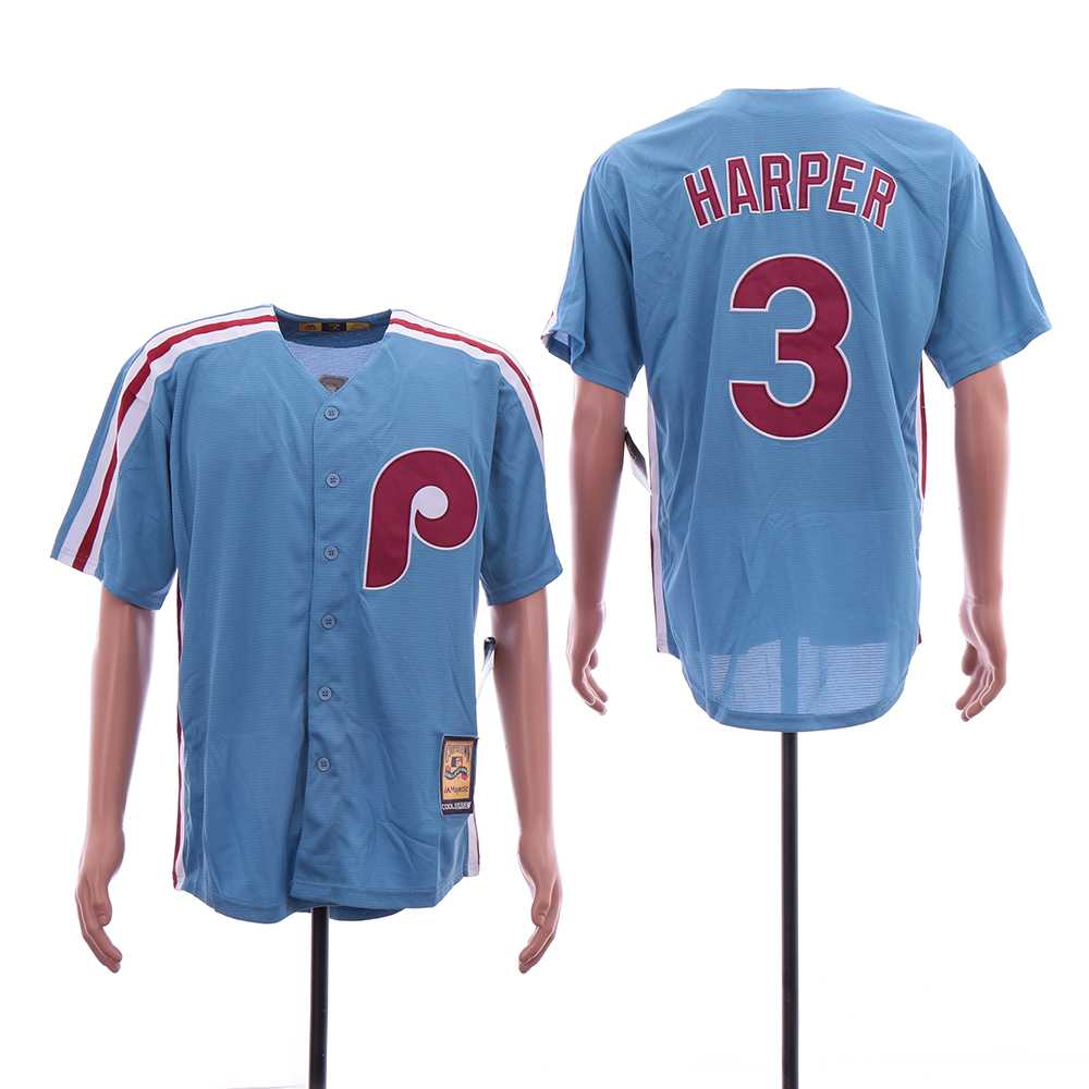 Phillies 3 Bryce Harper Light Blue Cool Base Cooperstown Jersey Sguo,We sell and wholesale Phillies 3 Bryce Harper Light Blue Cool Base Cooperstown Jersey Sguo on line form chian!